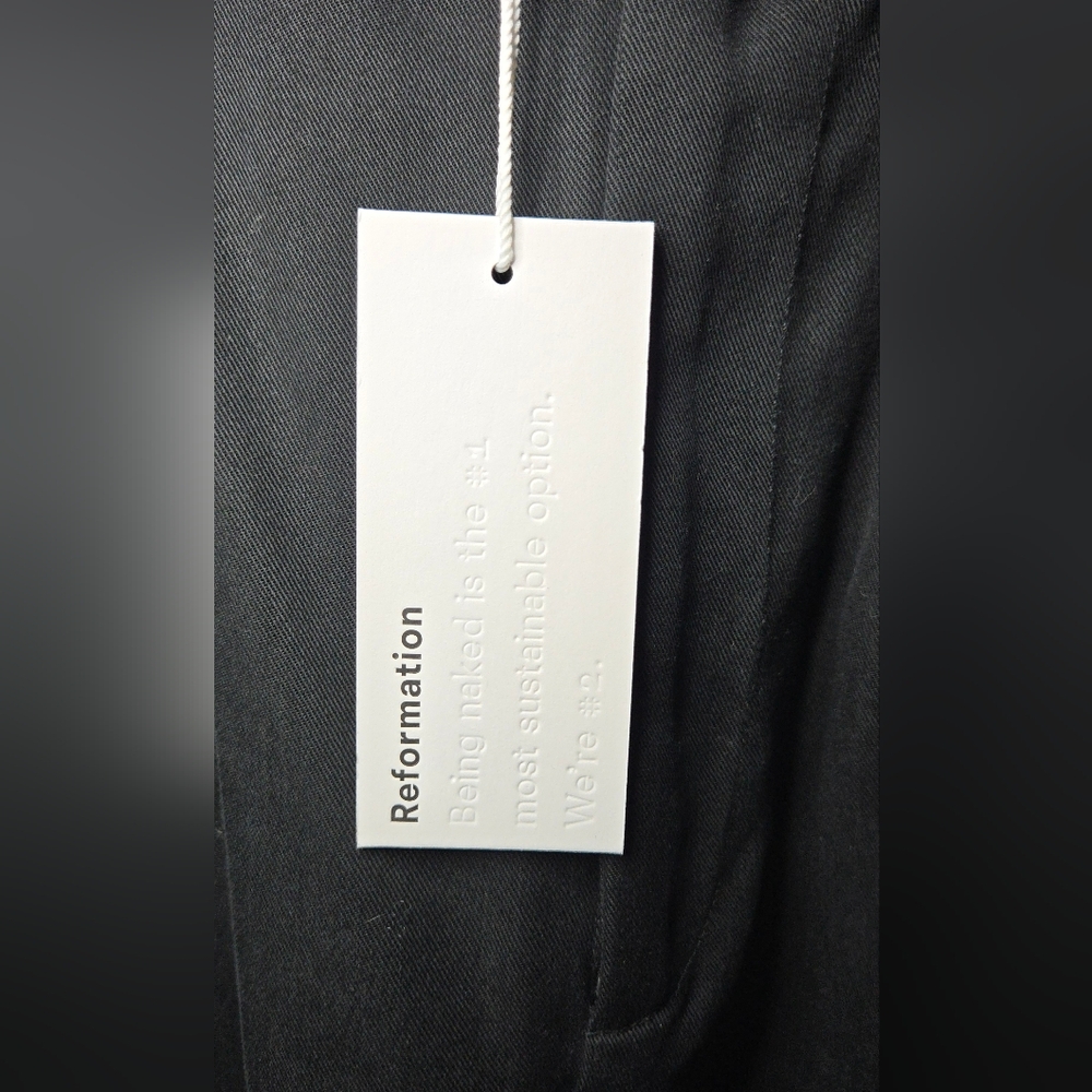 NWT Reformation Mason Cropped Relaxed Wide Leg Black Career Pant Women's 0/25 - Picture 4 of 8